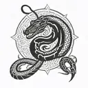 scorpion and snake wrapped tattoo design idea
