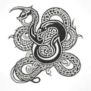 scorpion and snake wrapped tattoo design idea