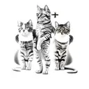 three little angels and three cats, with a cross in the background tattoo design idea
