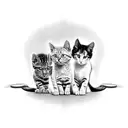 three little angels and three cats, with a cross in the background tattoo design idea