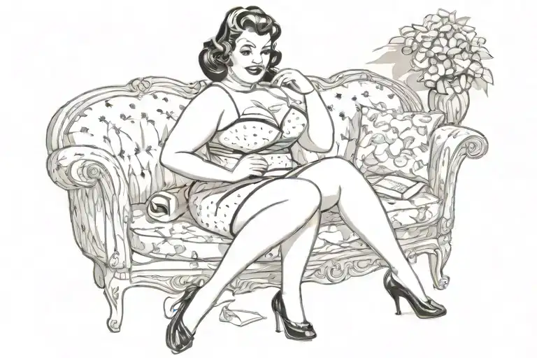 chubby pin up girl tattoo design idea