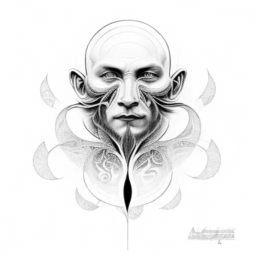 alex grey art style face with hakuna mattata  tattoo design idea