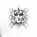 Alex grey style faces tattoo design idea