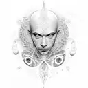 Alex grey style faces tattoo design idea