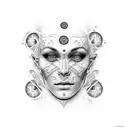 Alex grey style faces tattoo design idea