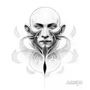 alex grey art style face with hakuna mattata  tattoo design idea