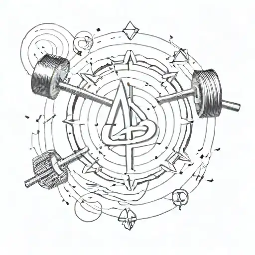 A minimalist tattoo of Avicii's logo incorporated with Music notes, hearts and a barbell. tattoo design idea