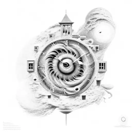 "A design blending the touch of time born from a black hole, reminiscent of Salvador Dalí's melting clock tattoo design idea
