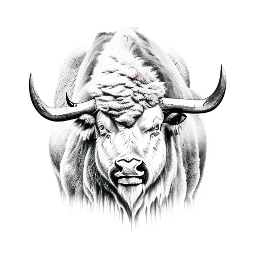Black and white Buffalo with national park logo tattoo design idea