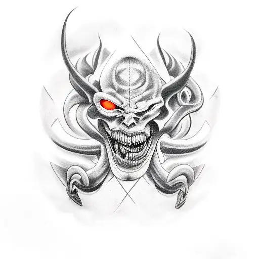 pain life gods devil tattoo design idea