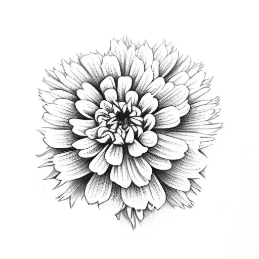marigold and chrysanthemum bouquet fine line small tattoo design idea