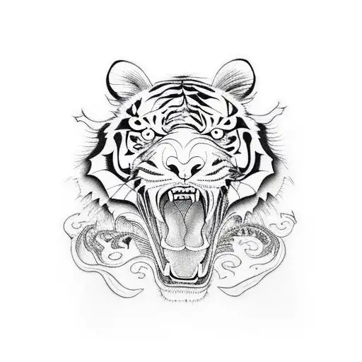 tiger fighting dragon  tattoo design idea
