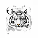 tiger and dragon oriental clouds mountains zodiac tattoo design idea