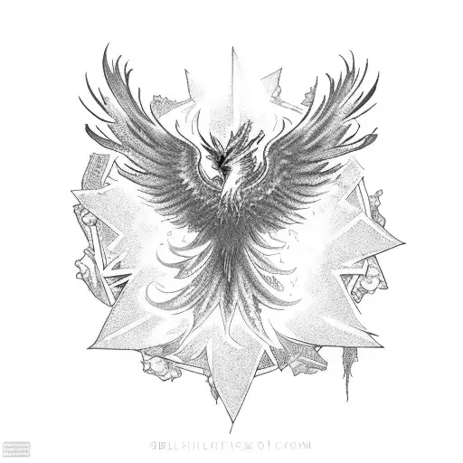 A vibrant blue phoenix rising from a stack of comic books, representing the rebirth of passion for collecting tattoo design idea