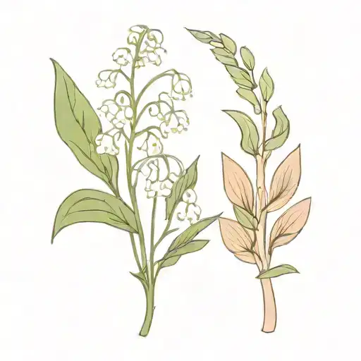 lily of the valley, morning glory, and snowdrop flower,  olive wood  cross tattoo design idea