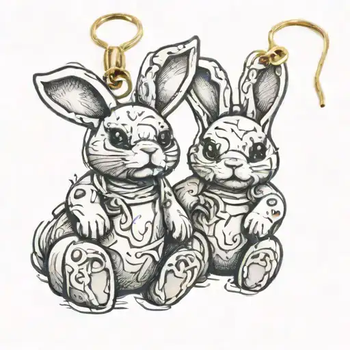 Very broken teddy bunny earrings inside tattoo design idea