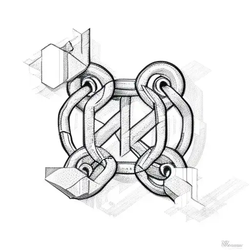 chain link with 4 letter a in it tattoo design idea