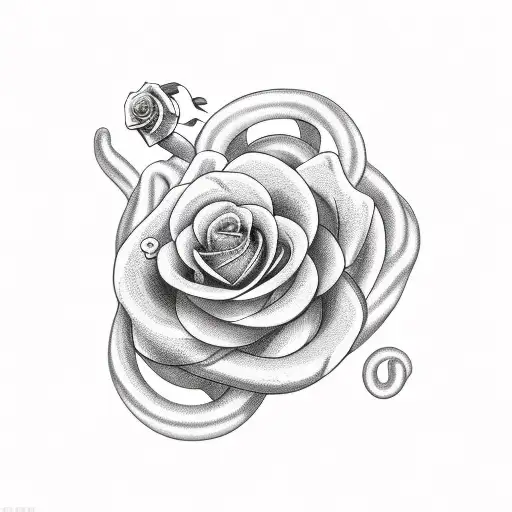 snake and rose tattoo design idea