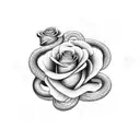 snake and rose tattoo design idea