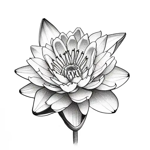 carnation, water lily, aster, morning glory, mountains, waves,sun tattoo design idea