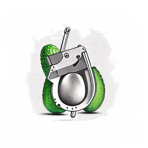 avocado with a gun tattoo design idea