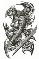valkyrie warrior woman tattoo design idea