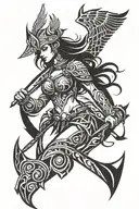 valkyrie warrior woman tattoo design idea