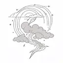 thunder storm tattoo design idea