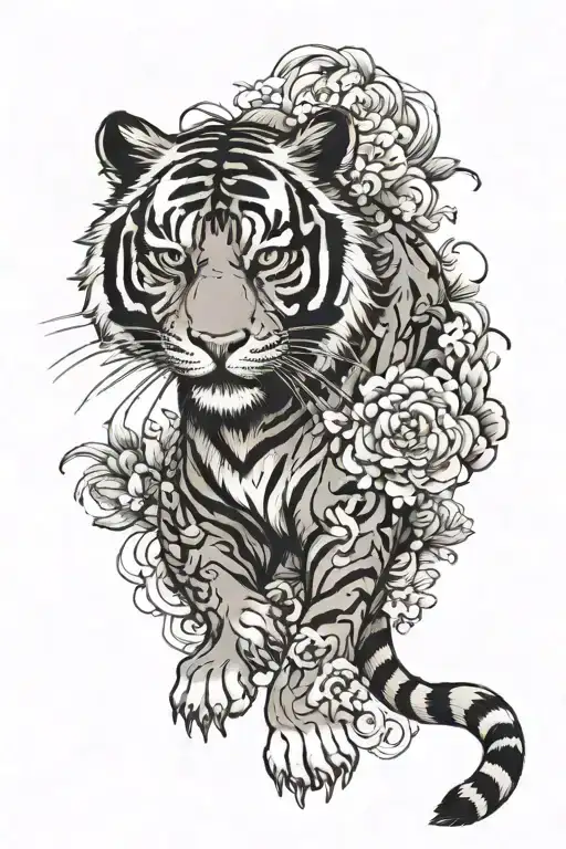 tiger Japanese style tattoo design idea