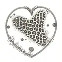 A delicate leopard print heart with the initials of your children hidden within the spots tattoo design idea