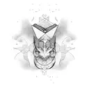 a mystic open book tattoo design idea