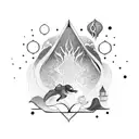 an open book with mystic elements tattoo design idea