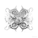 an open book with mystic elements tattoo design idea