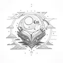a simple open book with sun and moon tattoo design idea