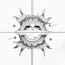 a simple open book with sun and moon tattoo design idea