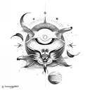 a simple open book with sun and moon tattoo design idea
