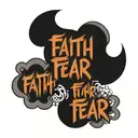 Masculine text saying faith over fear  tattoo design idea