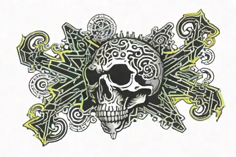 skull and crossbones tramp stamp  tattoo design idea