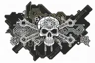 goth symmetrical skull and crossbones tramp stamp  tattoo design idea