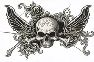 goth symmetrical skull and crossbones tramp stamp  tattoo design idea