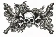 goth symmetrical skull and crossbones tramp stamp  tattoo design idea