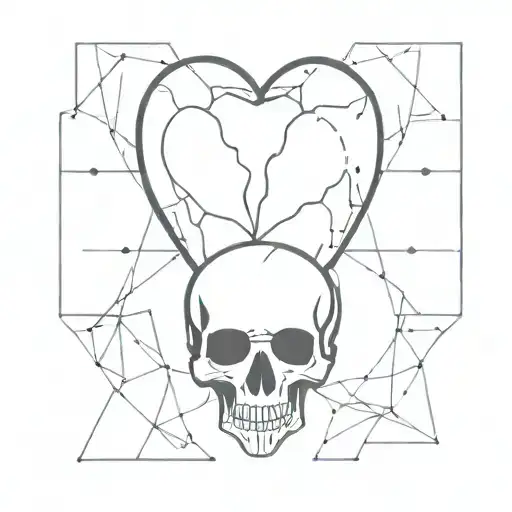 human heart and skull tattoo design idea