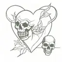 human heart and skull tattoo design idea