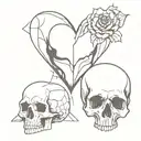 human heart and skull tattoo design idea
