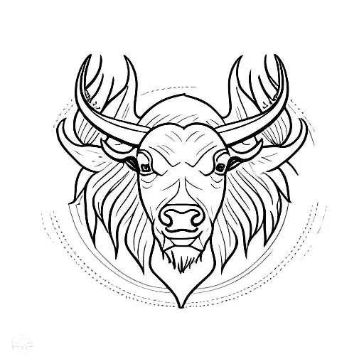 Incorporate a buffalo horn into a design that represents your passion for accounting. tattoo design idea