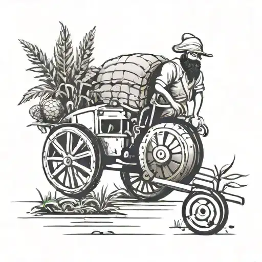 Design a tattoo depicting the struggle of balancing farming in Punjab with travel experiences abroad tattoo design idea