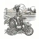 Design a tattoo depicting the struggle of balancing farming in Punjab with travel experiences abroad tattoo design idea