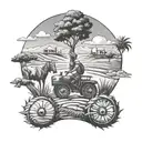 Design a tattoo depicting the struggle of balancing farming in Punjab with travel experiences abroad tattoo design idea