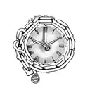 a clock strangled by a chain and broken tattoo design idea