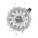 a clock strangled by a chain and broken tattoo design idea